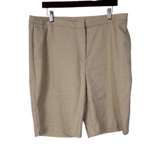 Chico's Pants - Chico’s Women’s 14 Bermuda Shorts Tan Gold Fleck Zipper Pockets Vacation Summer